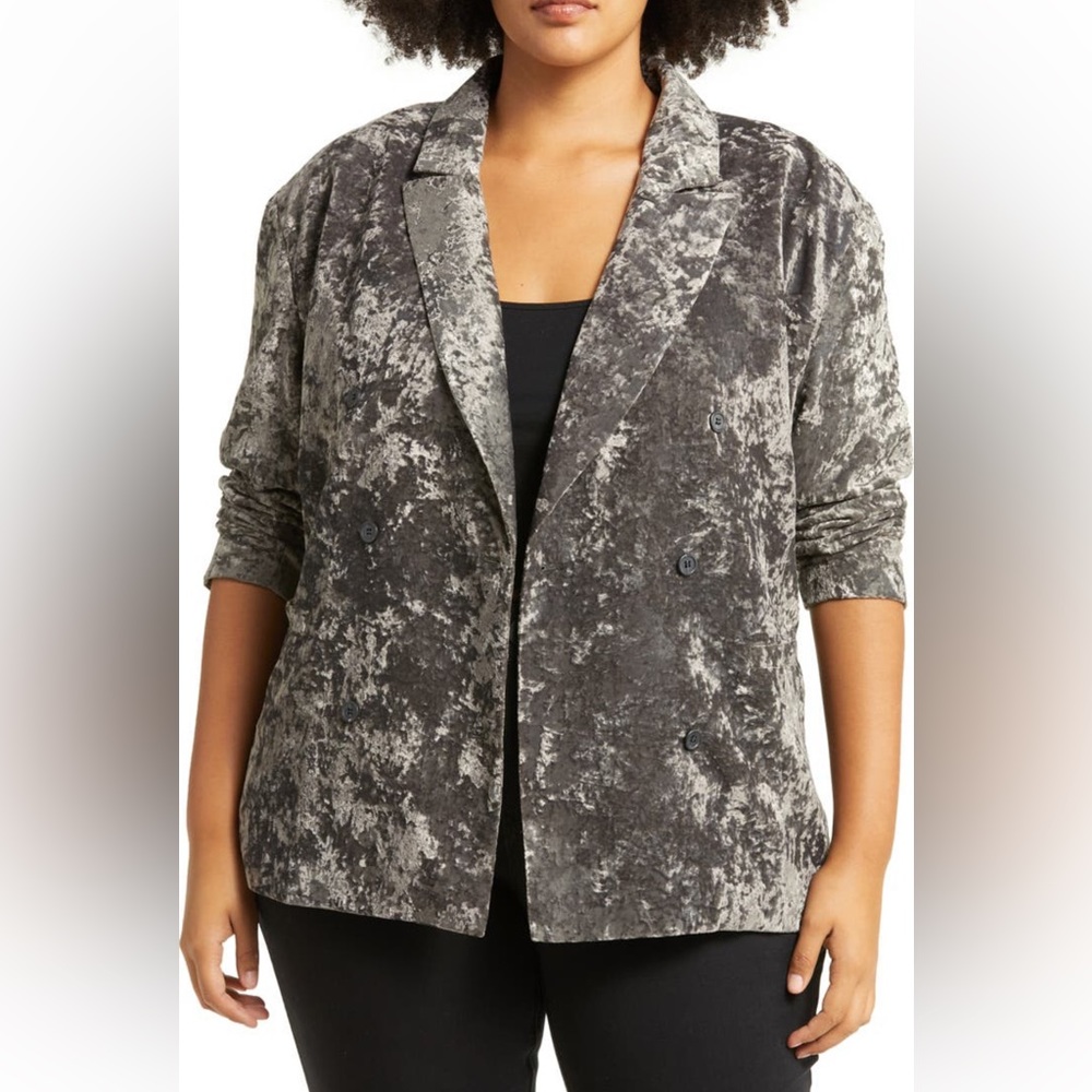 Treasure & Bond crushed velvet gray blazer (plus size) 16W